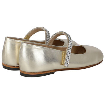 Girls Gold Swarovski Crystal Shoes