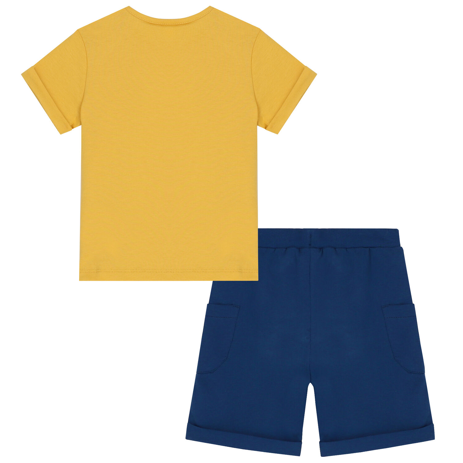 Younger Boys Yellow & Blue Hippo Shorts Set, 1, hi-res