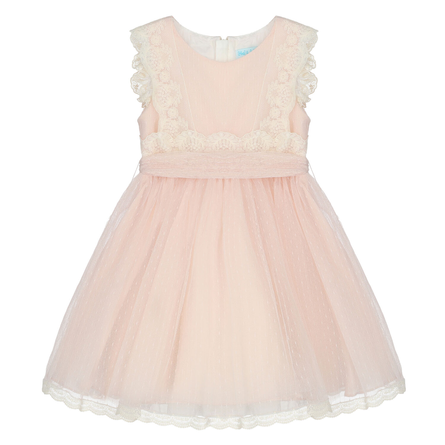 Girls Pink Embroidered Tulle Dress, 2, hi-res