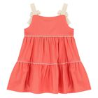 Younger Girls Coral Bow Dress, 1, hi-res