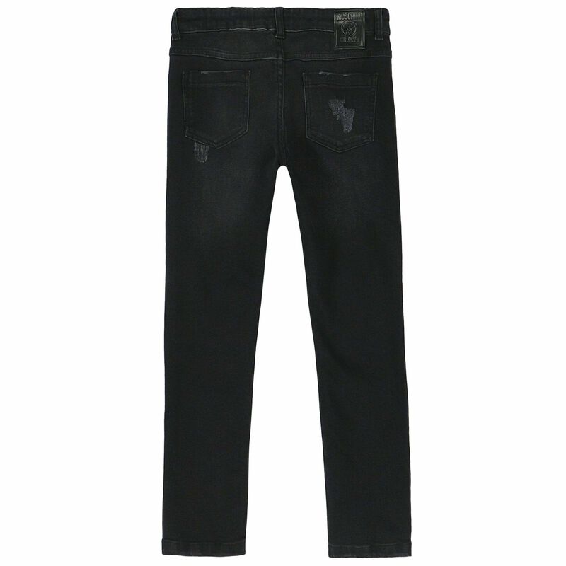 Boys Black Denim Logo Jeans, 1, hi-res image number null