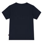 Younger Boys Navy Blue Logo T-Shirt, 3, hi-res
