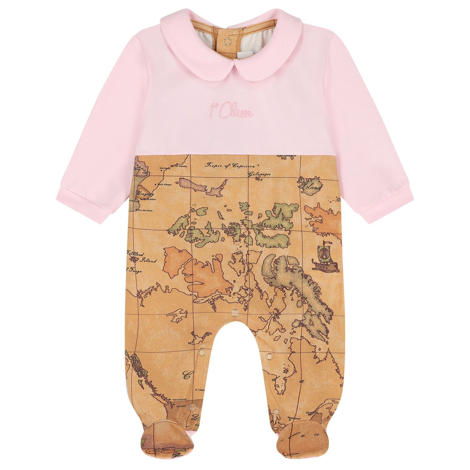 Baby Girls Beige & Pink Geo Map Babygrow Gift Set, 2, hi-res