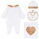 White & Beige Geo Map Babygrow Gift Set, 1, hi-res