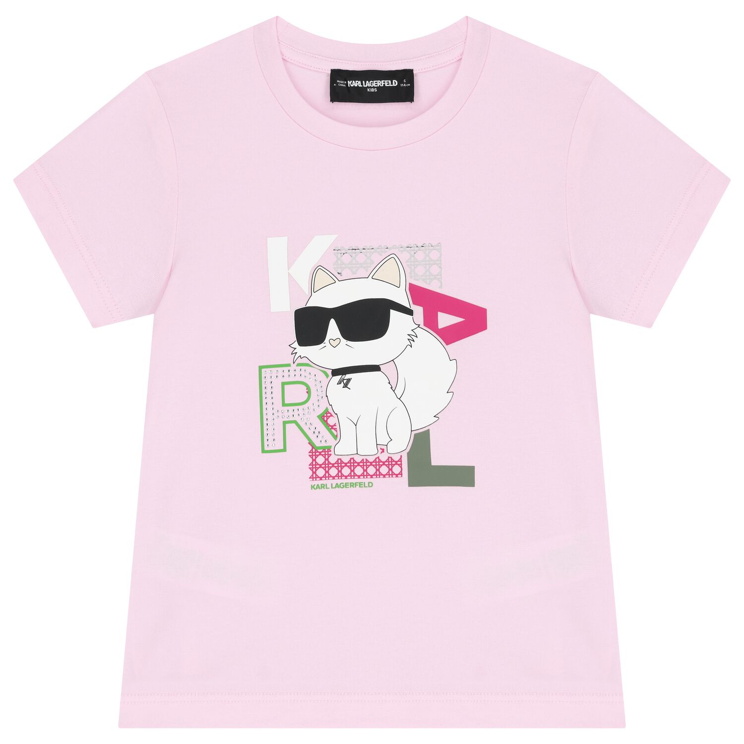 Girls Pink Choupette Logo T-Shirt, 2, hi-res
