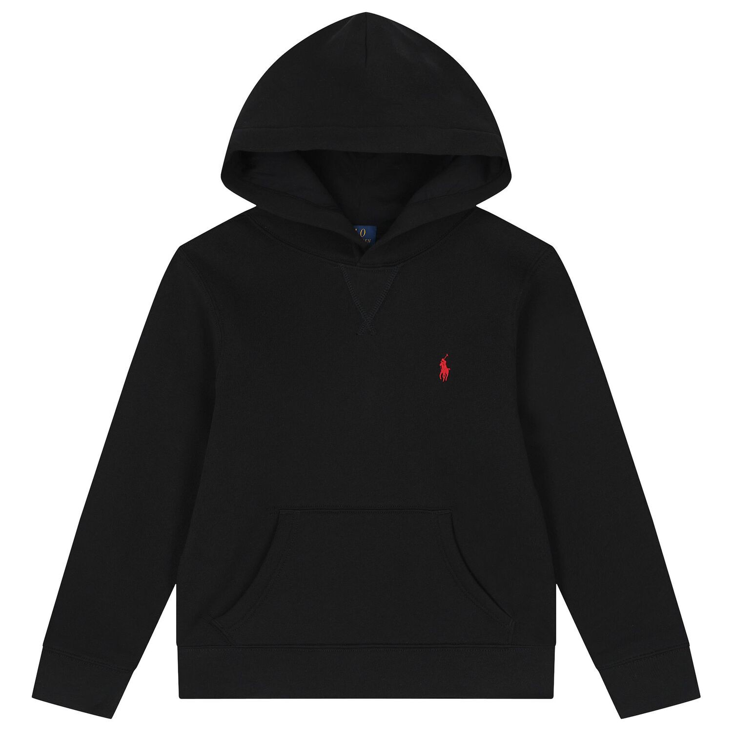 Boys Black Logo Hooded Top, 1, hi-res