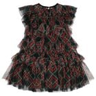 Girls Black, Green & Red Etta Tartan Tulle Dress, 1, hi-res