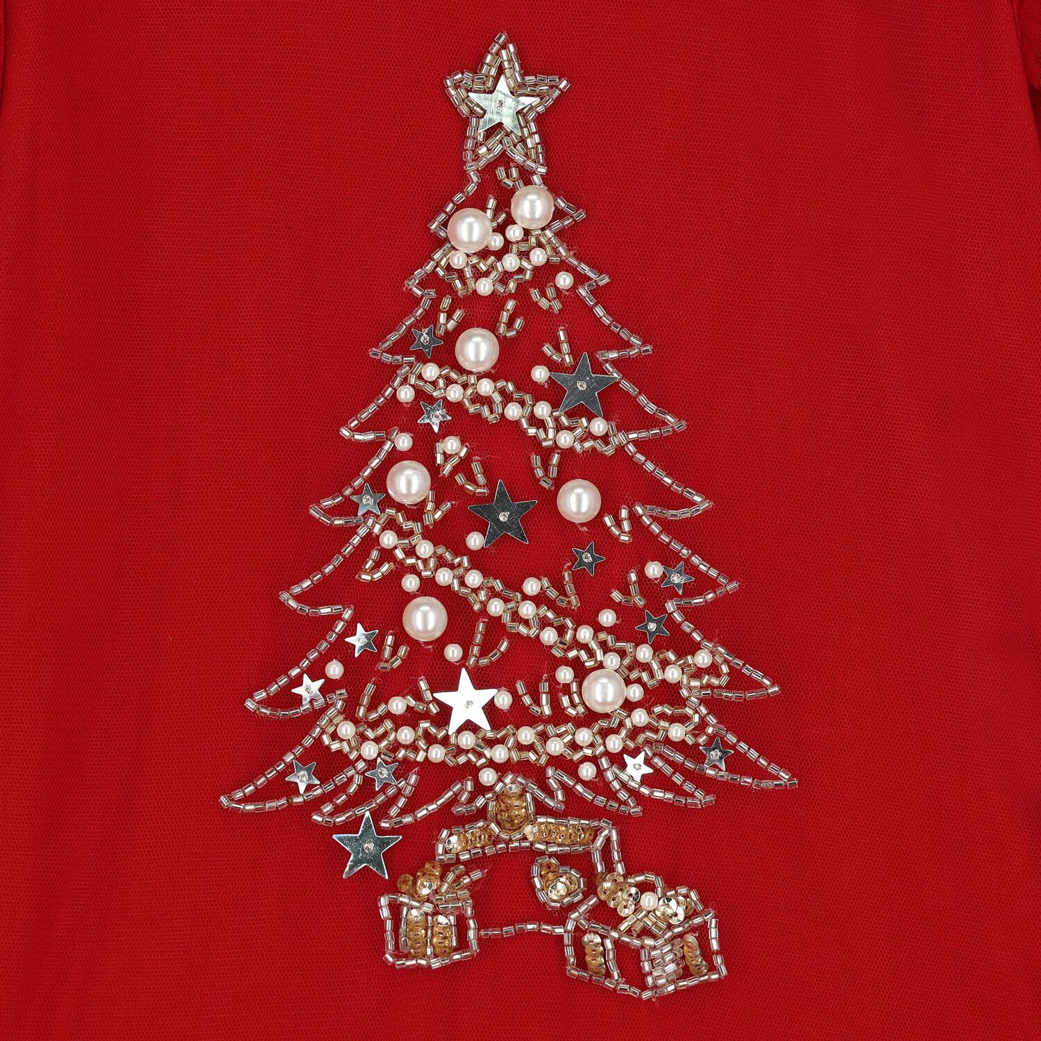 Girls Red Festive Tulle Dress, 1, hi-res image number null