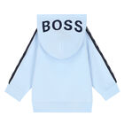 Baby Boys Blue Logo Zip Up Hooded Top, 1, hi-res