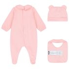 Baby Girls Pink Teddy Bear Logo Babygrow Gift Set, 3, hi-res