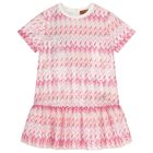 Girls White & Pink Zig Zag Embellished Sequin Dress, 1, hi-res