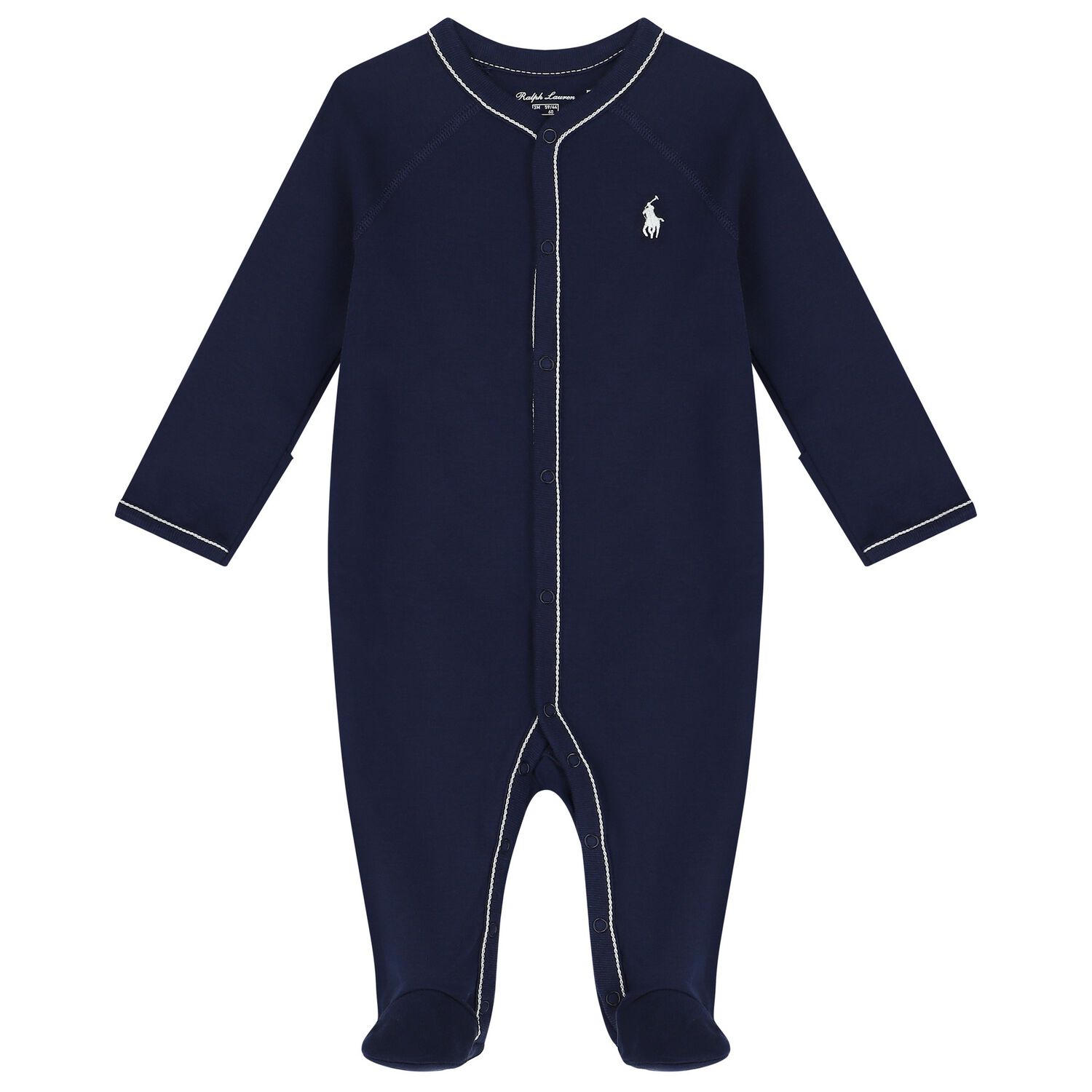 Baby Boys Navy Logo Babygrow, 1, hi-res