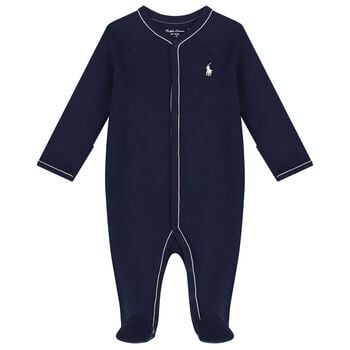 Baby Boys Navy Logo Babygrow