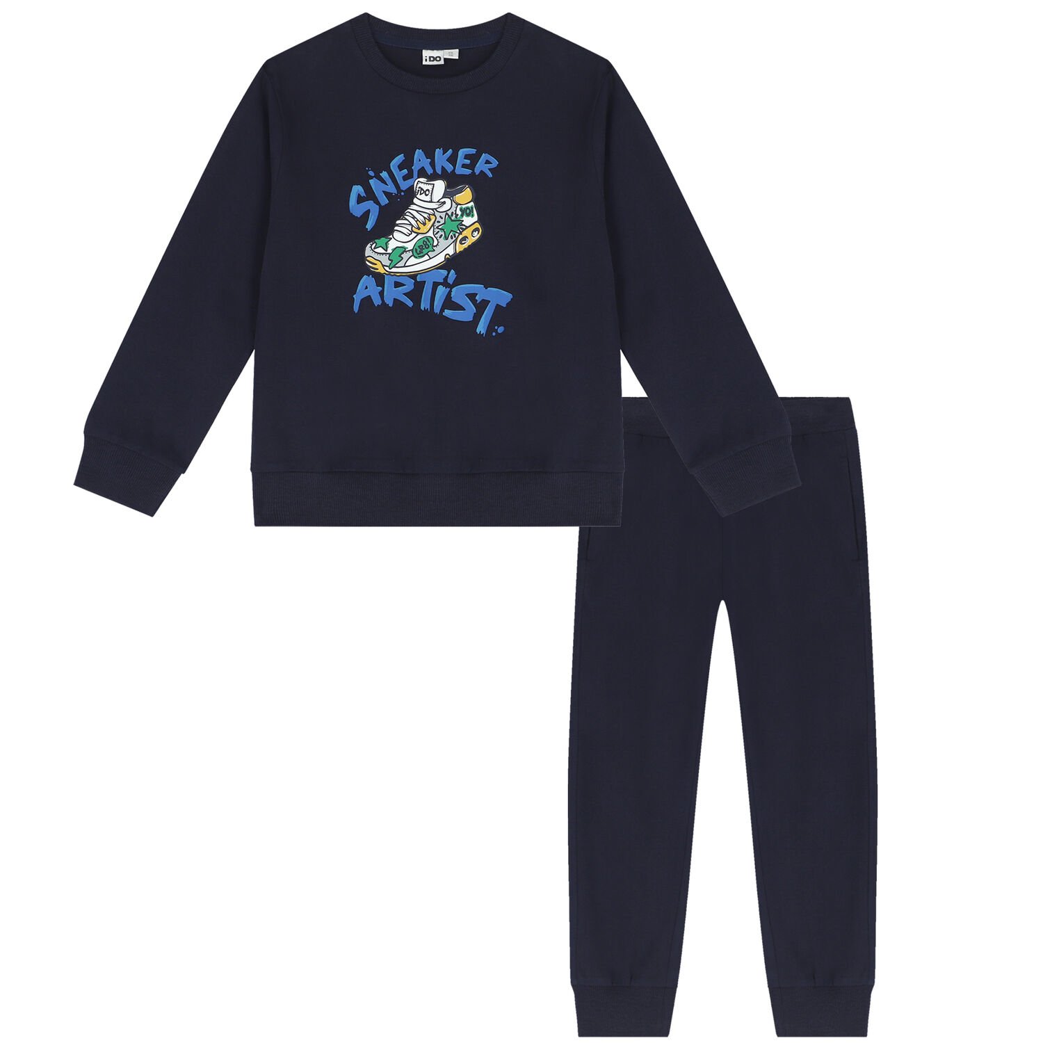 Boys Navy Blue Sneaker Tracksuit, 1, hi-res