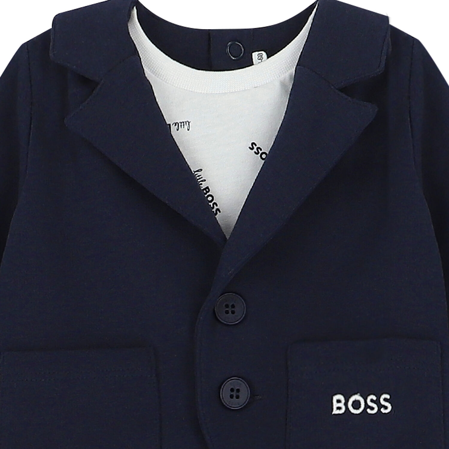 Baby Boys Navy Logo Suit Romper, 1, hi-res