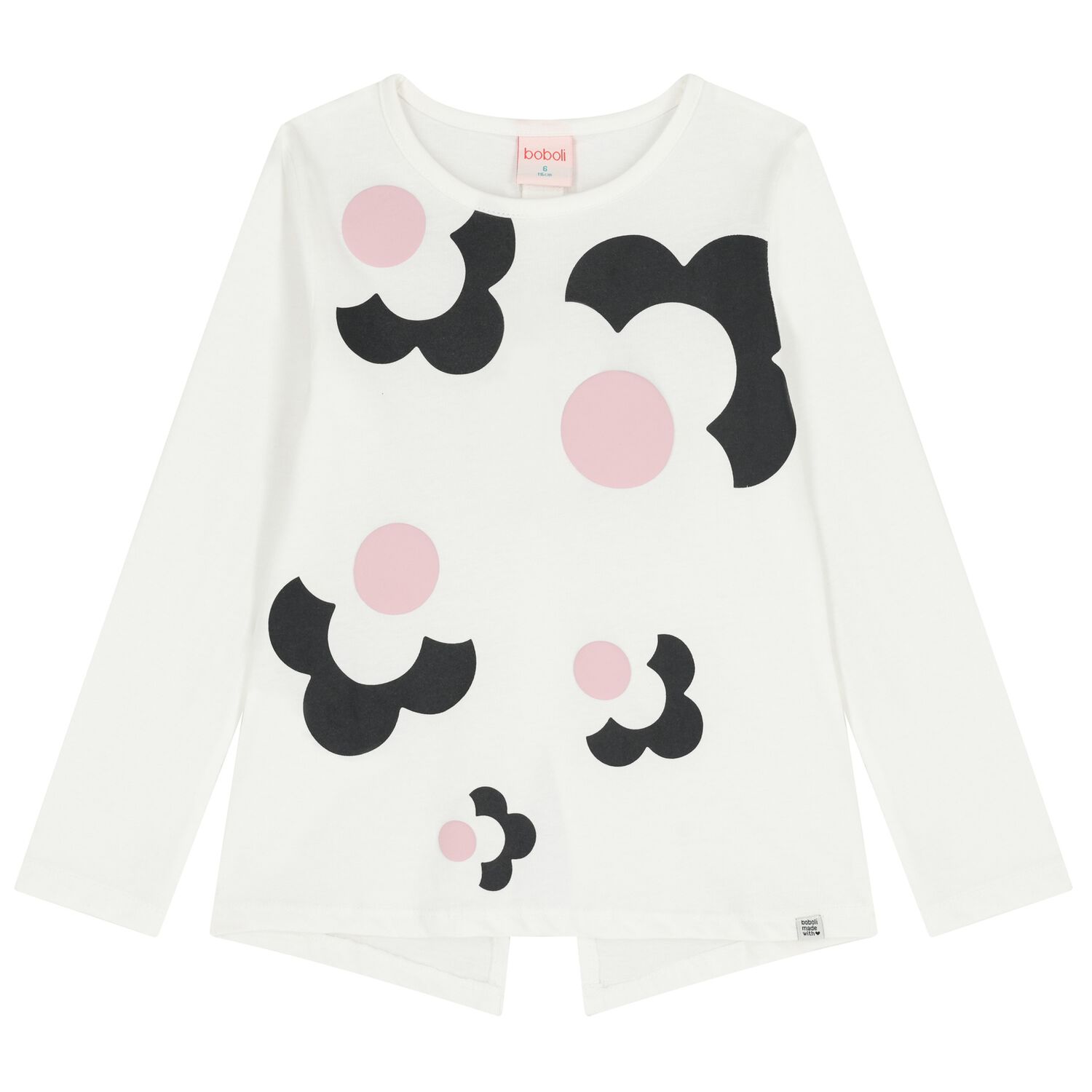 Girls Ivory Floral Long Sleeve Top, 1, hi-res