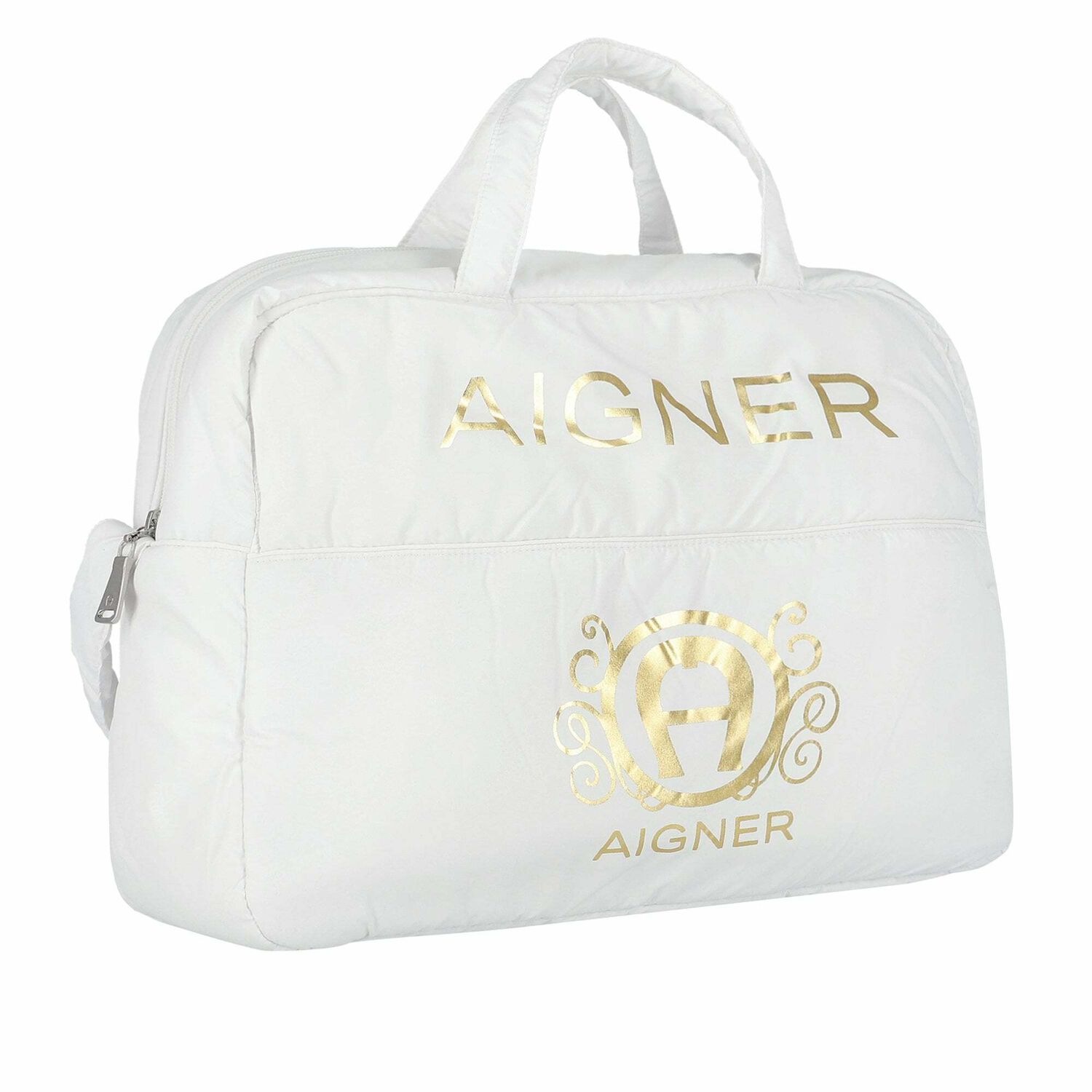 White & Gold Baby Changing Bag, 1, hi-res