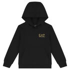 Boys Black Logo Hooded Top, 1, hi-res