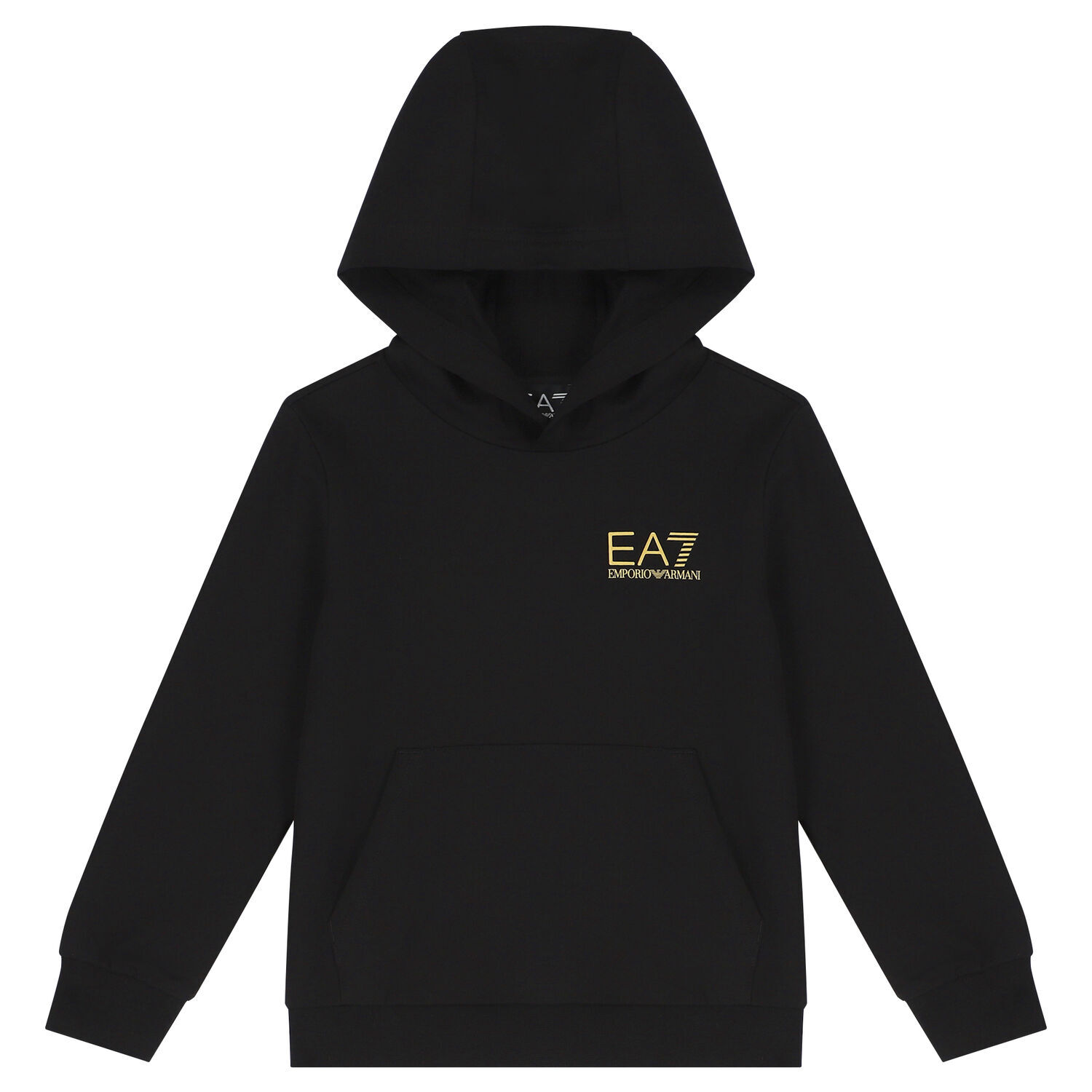 Boys Black Logo Hooded Top, 1, hi-res