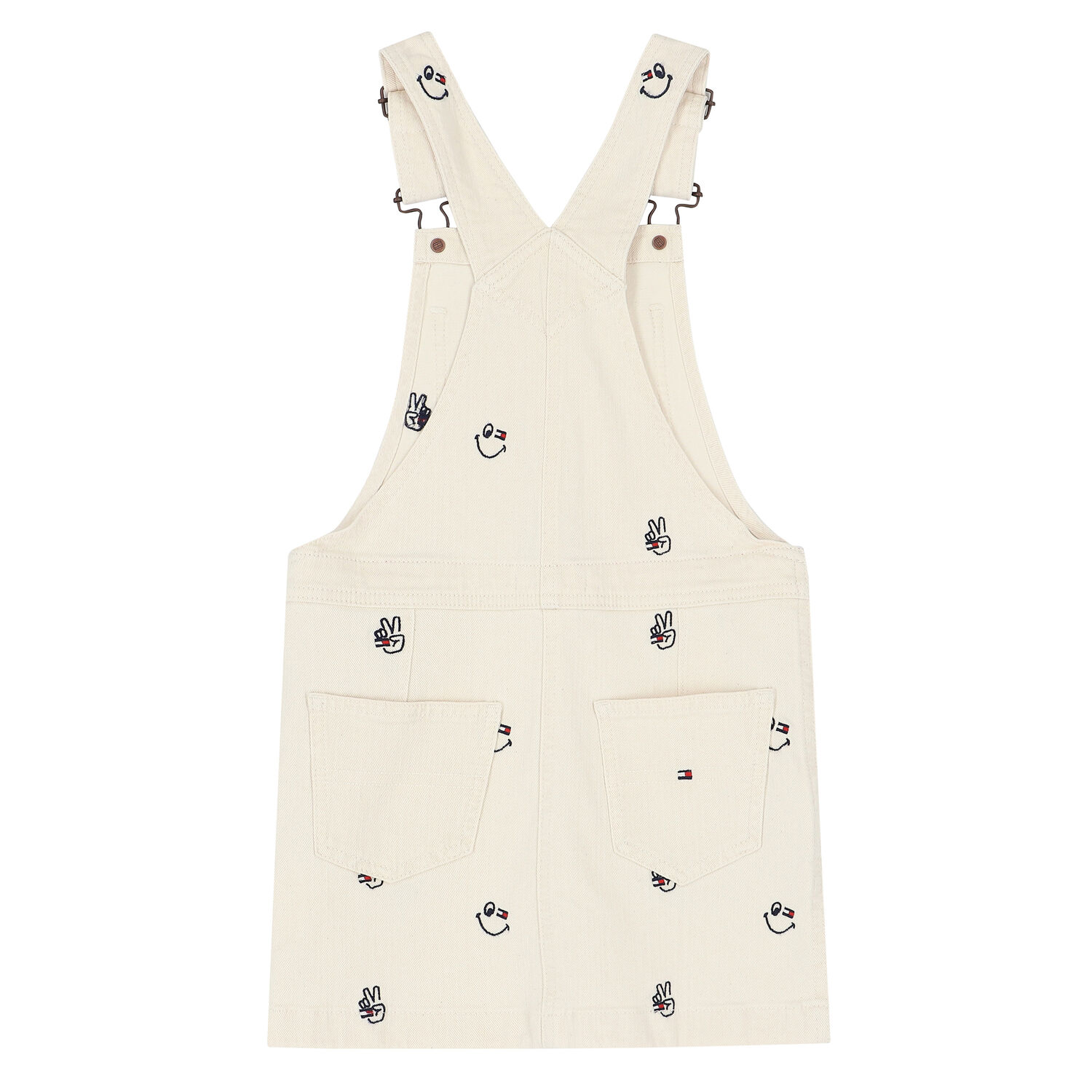 Girls Ivory Logo Dungaree, 1, hi-res
