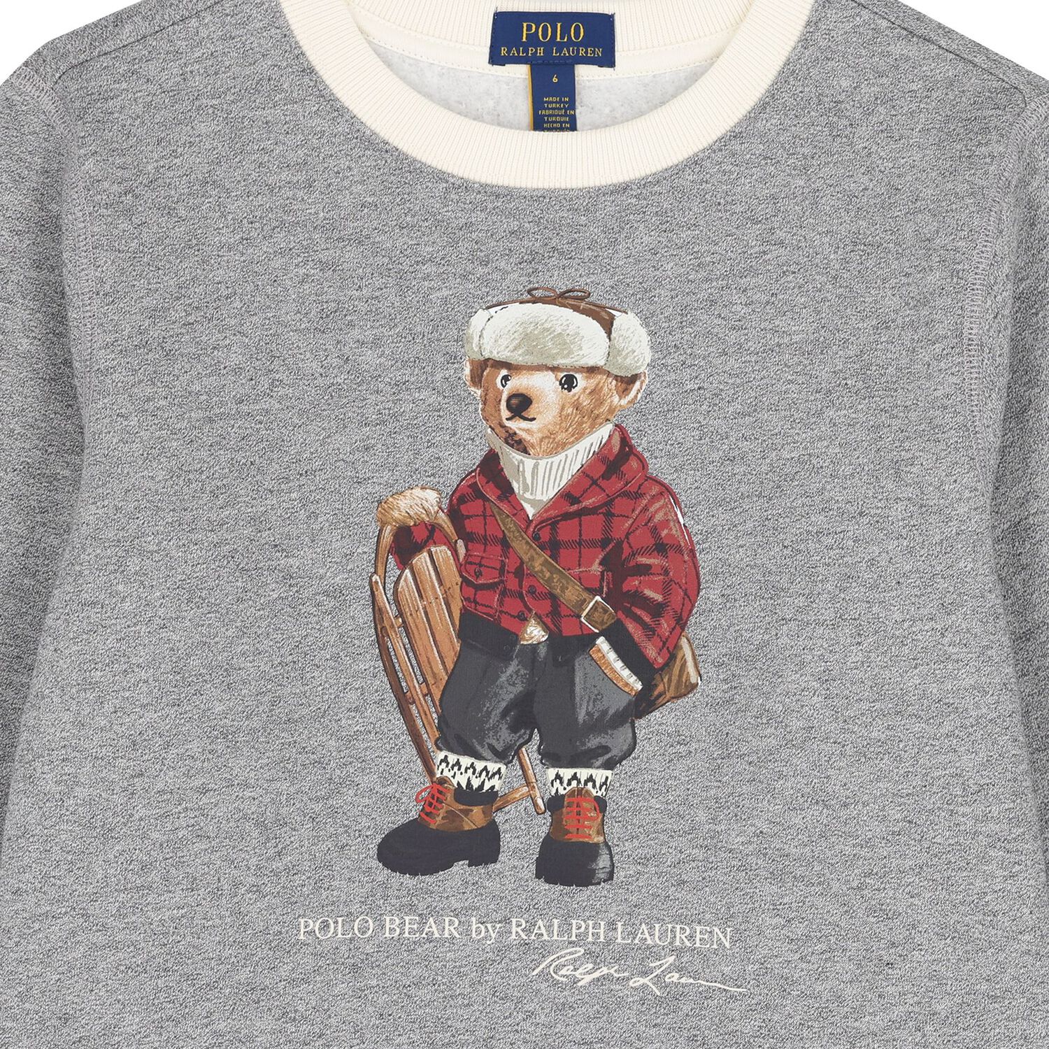 Boys Grey Logo Polo Bear Sweatshirt, 1, hi-res