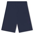 Boys Navy Blue Logo Shorts, 2, hi-res