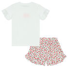 Younger Girls White Logo Shorts Set, 1, hi-res