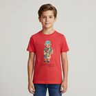Boys Red Polo Bear Crew Neck T-Shirt, 1, hi-res