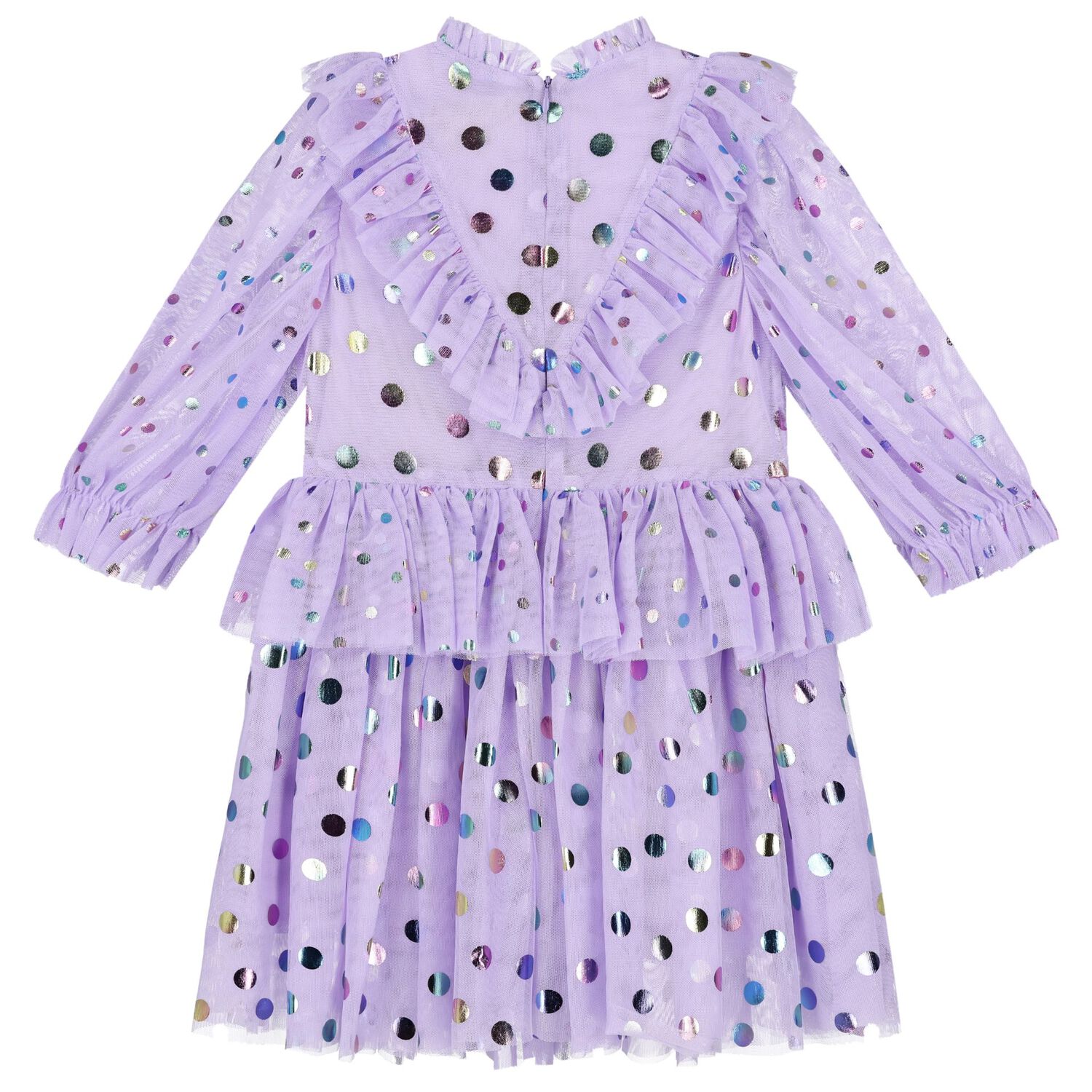 Girls Purple Polka Dot Tulle Dress, 1, hi-res image number null