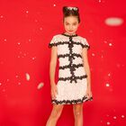Girls White & Black Embroidered Floral Dress , 1, hi-res
