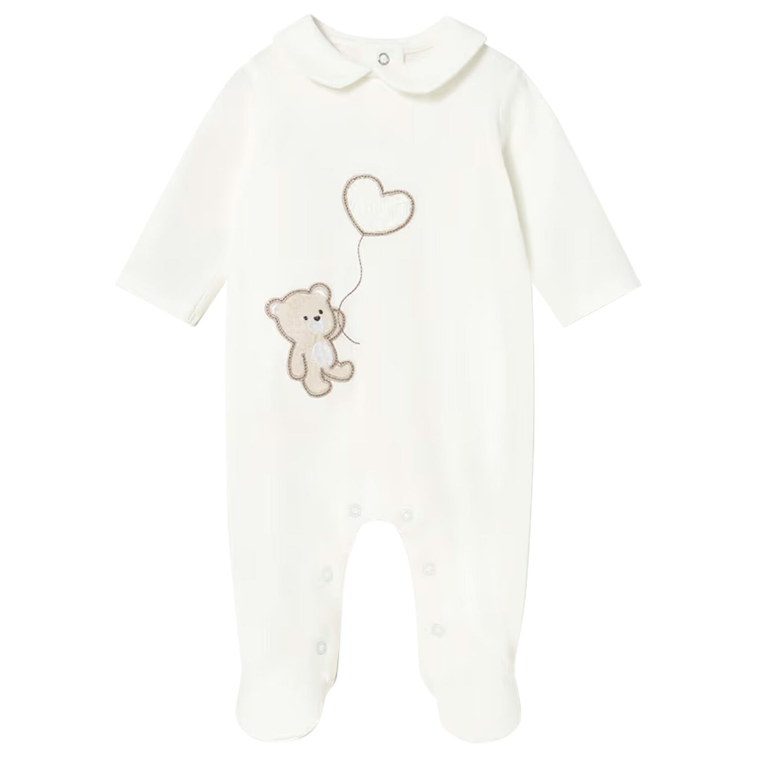 White Teddy Bear Babygrow, 1, hi-res