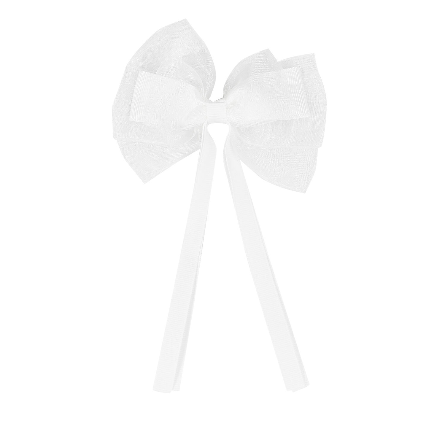 Girls White Bow Hair Clip, 2, hi-res image number null
