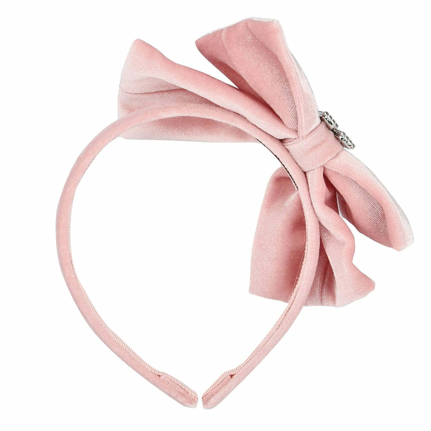Girls Pink Velvet Bow Headband, 1, hi-res image number null