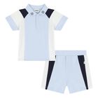 Baby Boys Blue Logo Shorts Set, 1, hi-res