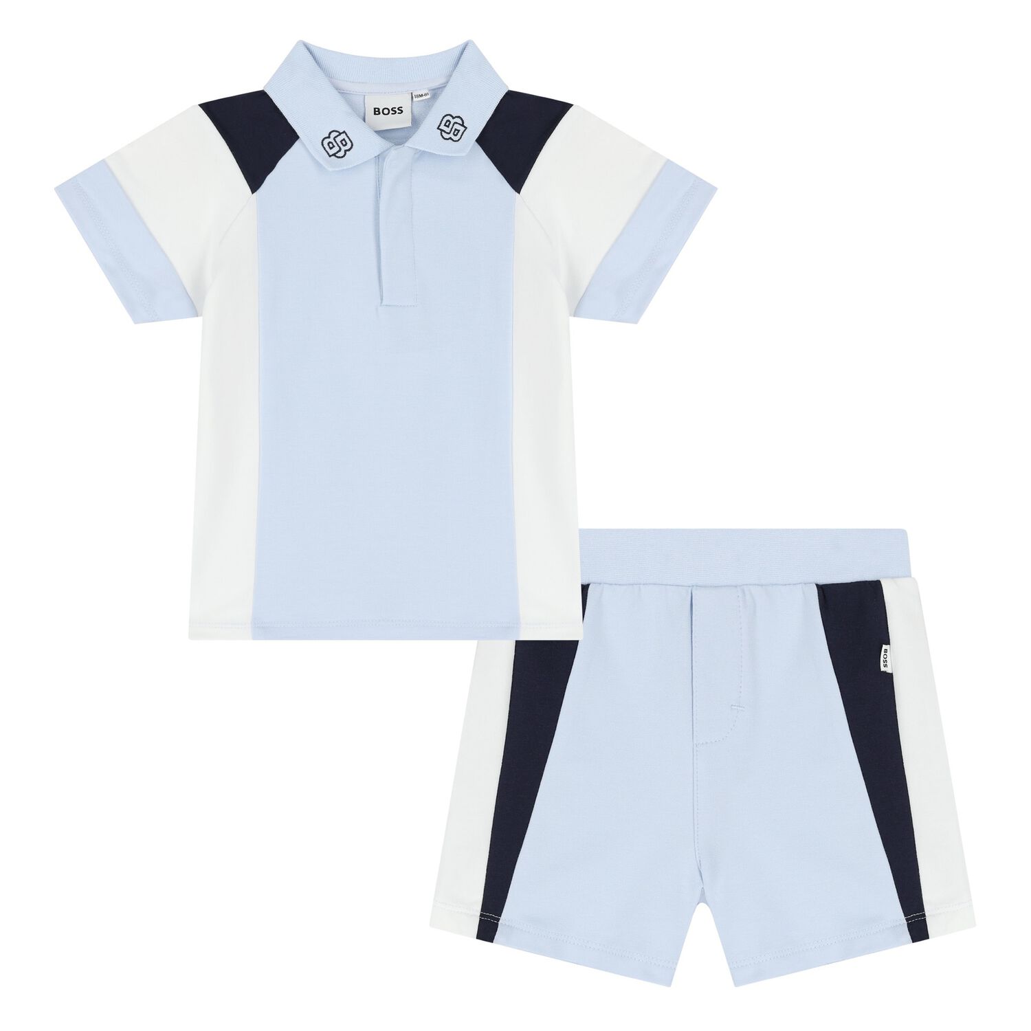 Baby Boys Blue Logo Shorts Set, 1, hi-res