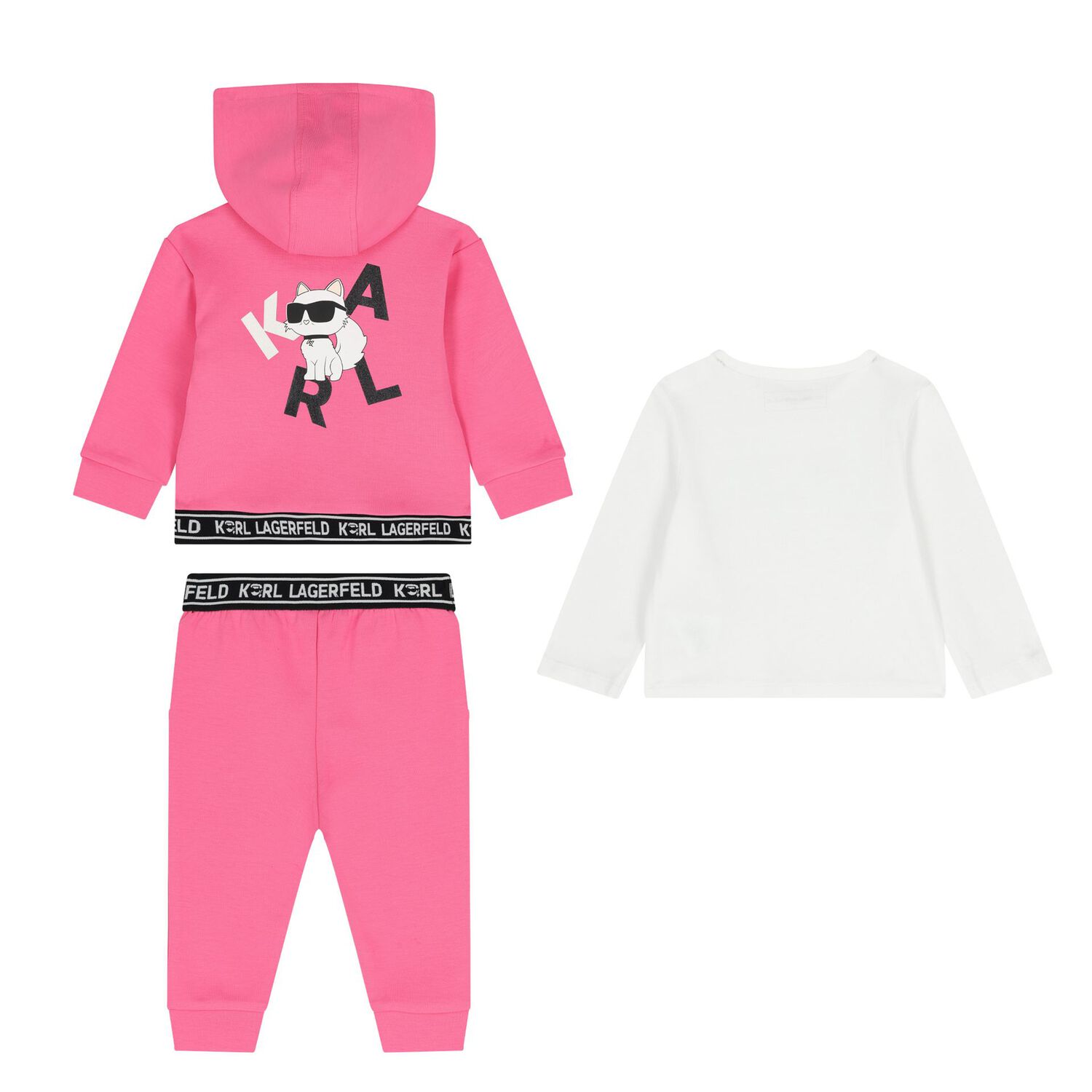Younger Girls Pink & White Logo 3-Piece Tracksuit, 1, hi-res