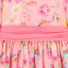 Girls Pink Floral Chiffon Dress, 2, hi-res