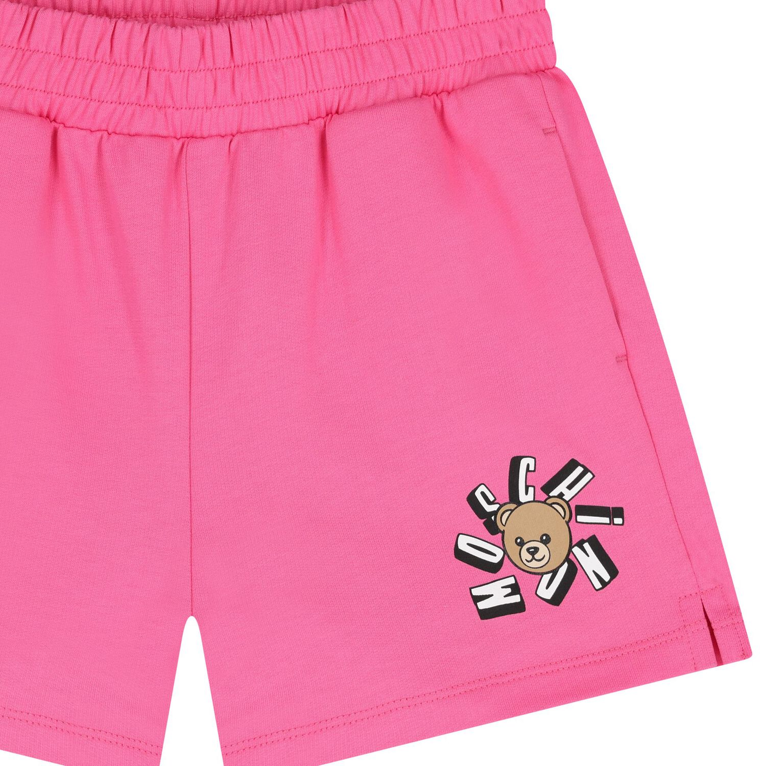 Girls Pink Teddy Bear Logo Shorts, 3, hi-res