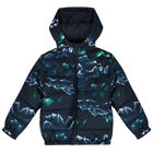 Boys Navy Blue Reversible Puffer Jacket, 1, hi-res