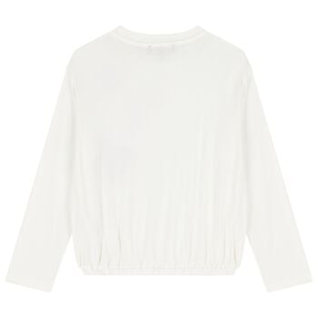 Girls Ivory Logo Long Sleeve Top