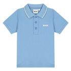 Younger Boys Blue Logo Polo Shirt, 1, hi-res