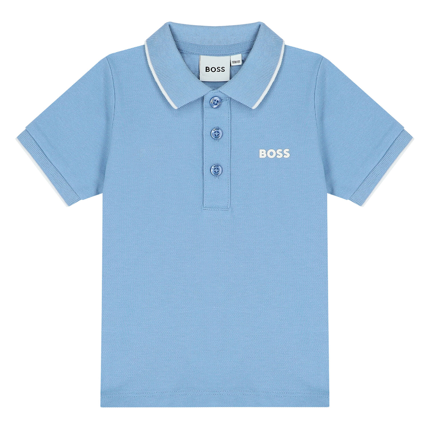 Younger Boys Blue Logo Polo Shirt, 1, hi-res