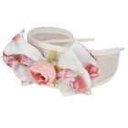 Girls Ivory Wide Flower Headband, 3, hi-res