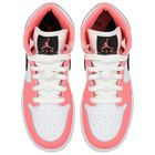 Girls Neon Pink & White Air Jordan 1 Mid Trainers, 7, hi-res