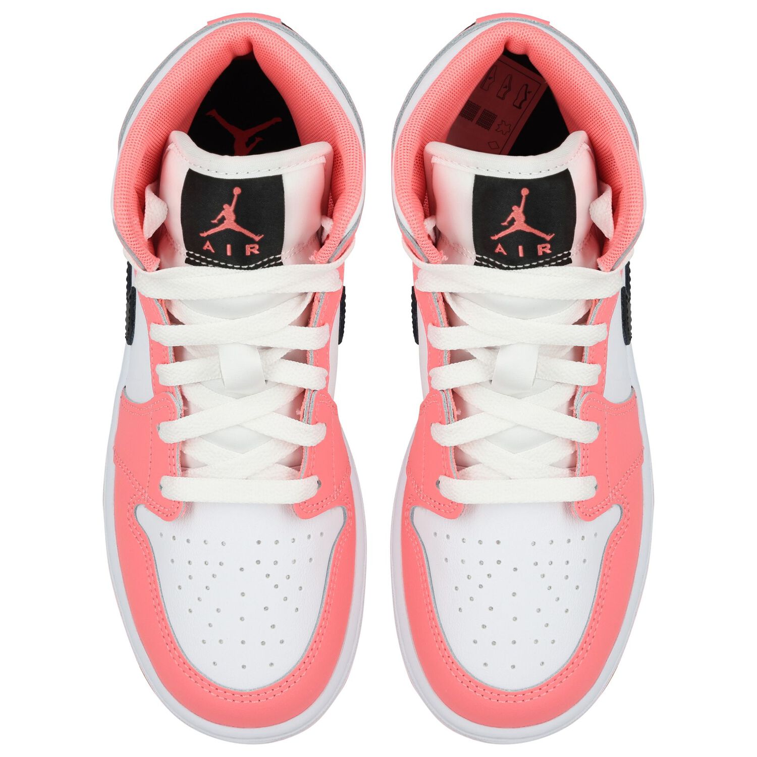 Girls Neon Pink & White Air Jordan 1 Mid Trainers, 7, hi-res
