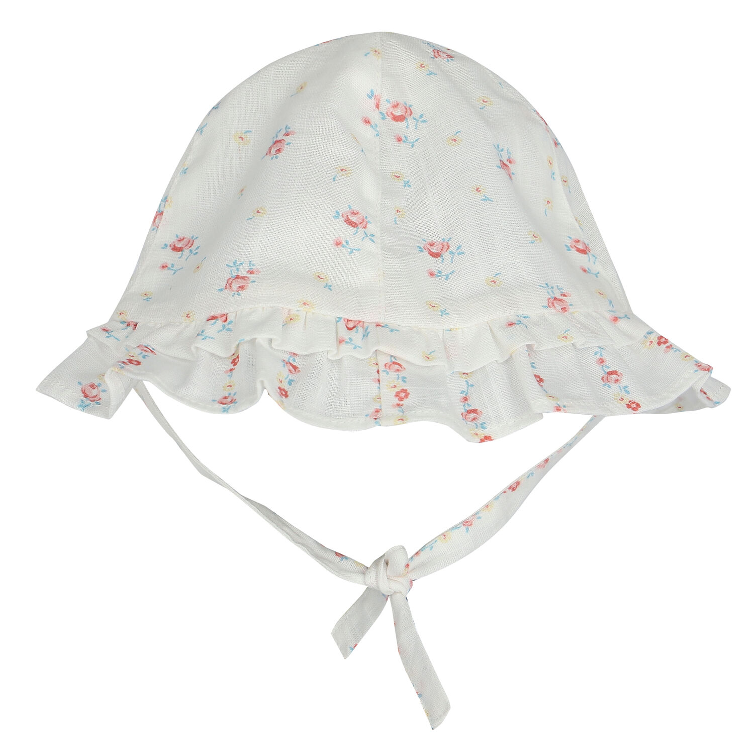 Baby Girls Ivory Floral Hat, 1, hi-res