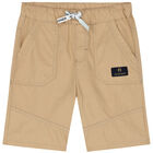Boys Beige Logo Chino Shorts, 3, hi-res
