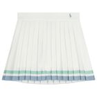 Girls White Logo Pleated Skirt, 1, hi-res
