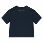 Girls Navy & Gold Crop Top, 2, hi-res