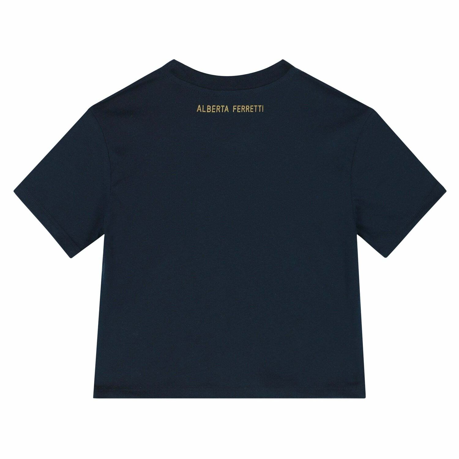 Girls Navy & Gold Crop Top, 2, hi-res